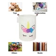thumbnail image 2 of QUEENLALA Cesta de almacenamiento grande, cesta para la colada/baño/decoración del hogar/contenedor de almacenamiento redondo plegable, cesta/cajas/ropa para niños y niñas (unicornio dorado), 2 of 5