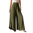 thumbnail image 2 of Costeam Womens Chiffon High Waist Wide Leg Pants Full Inner Lining Side Slip Pockets Full Length Lightweight Flowy Loose Straight Casual Dress Trousers, 2 of 7