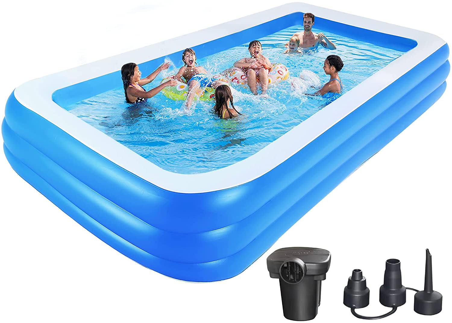 Nflatable Swimming Pool Extra Large 142x75x22 Inches Full Sized Inflatable Pool Blow Up Pool For Adults Kids Rectangle Above Ground Pool For Backyard Garden Outdoor Electric Pump Added Walmart Com Walmart Com