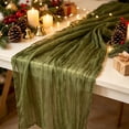 thumbnail image 6 of Christmas Table Runner, Gauze Table Runner, Bohemian Crinkled Gauze Table Runner, Holiday Table Decor for Xmas Party Dining Table Decoration, 6 of 6