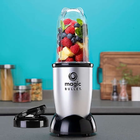 M.B Magic Bullet Essential Personal Blender, Silver - 250W Motor with Tall Cup, stainless steel cross blade and 1 to-go lid