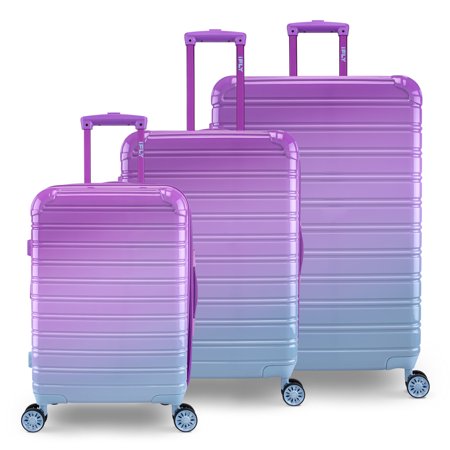 iFLY Hardside Luggage Fibertech 3 Piece Set, 20" Carry-On Luggage, 24" Checked Luggage and 28" Checked Luggage, Vineyard