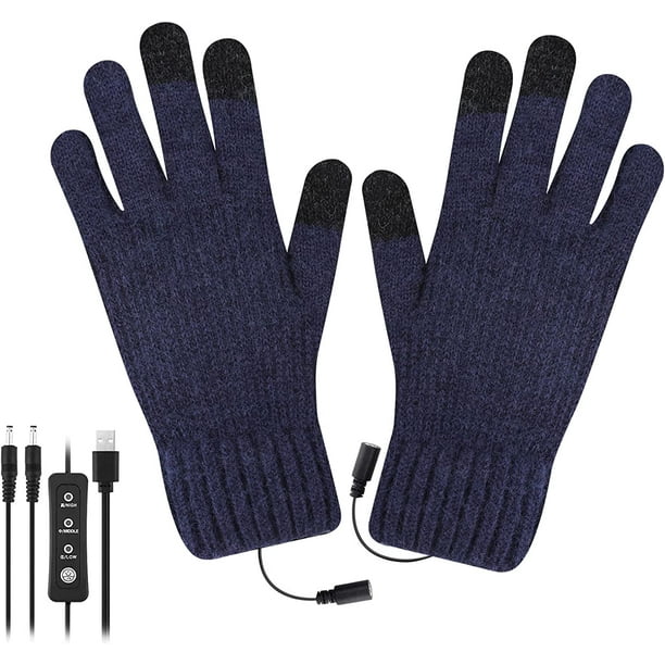 Gants chauffants USB pour homme et femme, gants chauffants électriques  tactiles, amovibles et lavables, grands gants chauffants tricotés pour  cadeau