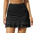 thumbnail image 1 of IDALL Swim Trunks,Womens Swim Shorts Women's Solid Color Fashionable Casual Ruffle Edge Two Layer Triangular Short Skirt Swimming Pants Swim Dress,Period Swimwear For Teens,Bikini Bottoms Black M, 1 of 9