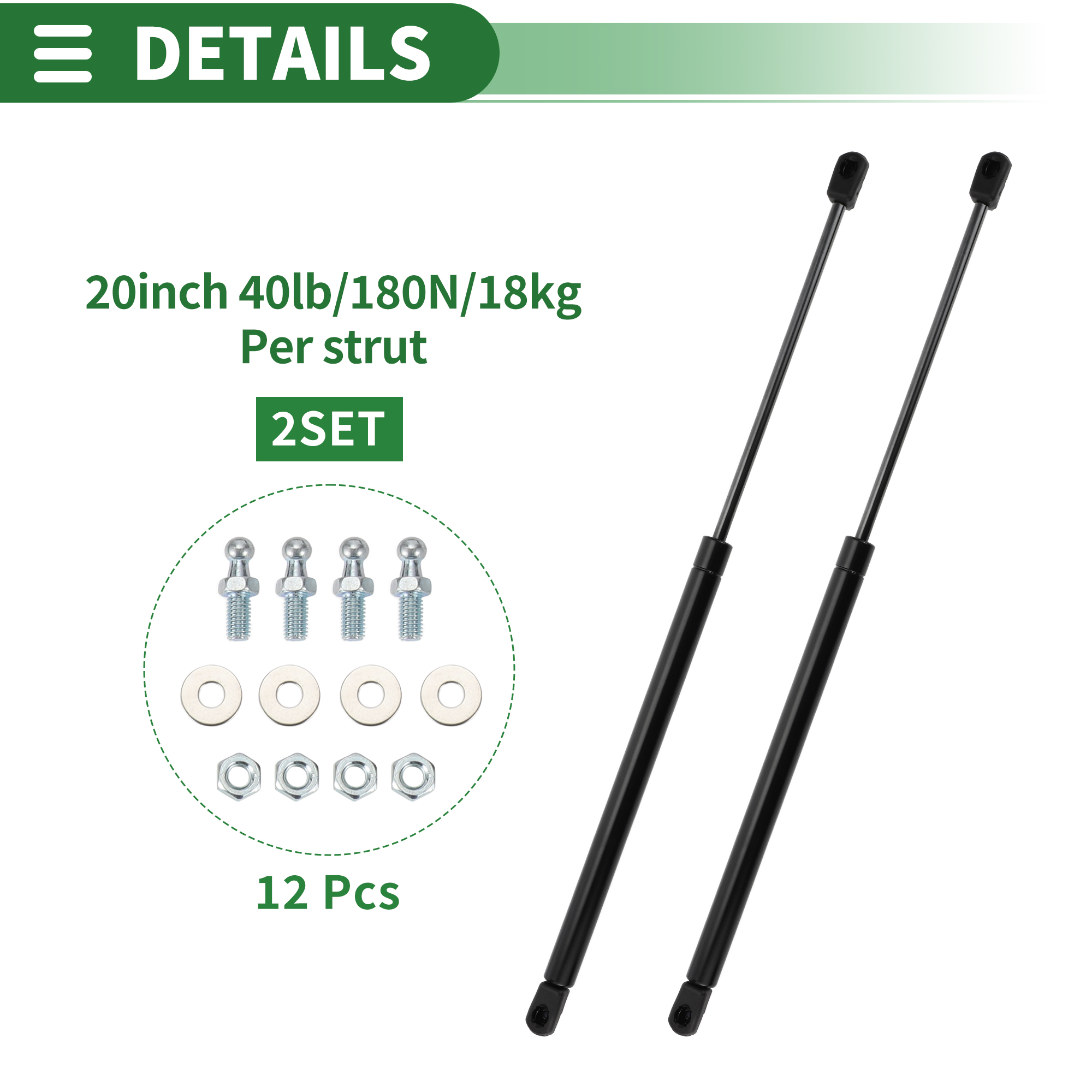 Unique Bargains Universal Lift Supports Struts Lift Support Shock 11.8inch 40lb/180N Black