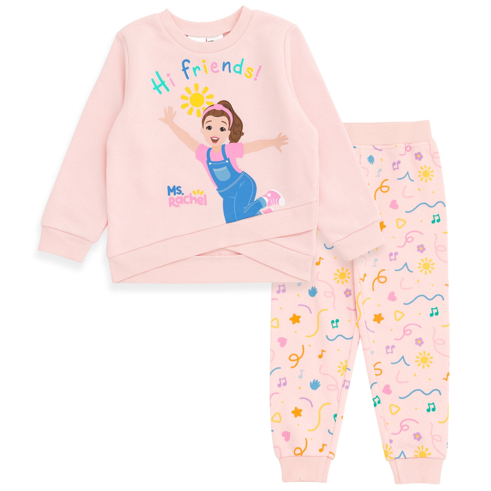 Ms. Rachel Fleece Crossover Sweatshirt and Jogger Pants Outfit Set Infant to Toddler