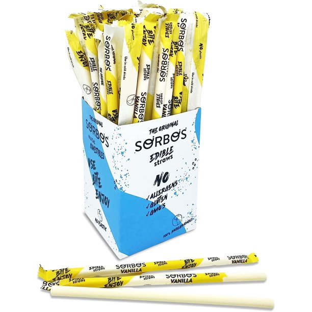 Sorbos Edible Straws, Vanilla Flavored, Sustainable, Individually