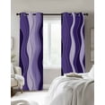 thumbnail image 3 of Abstract Purple Moire Blackout Curtains 63 Inches Length, Gradient Coastal Ocean Geometric Waves Window Treatment Thermal Insulated Drapes for Bedroom Living Room 2 Panels 84x63 Inches, 3 of 8