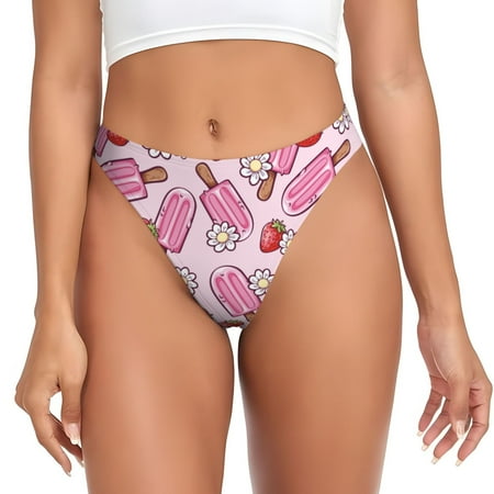 Sigee Strawberry Popsicle for Women s G-String Panty  Low Rise  Soft Lace Perfect for Everyday Wear or Special Occasions-X-Small