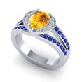 thumbnail image 2 of 2.35 Carat Oval Cut Citrine & Blue Sapphire Gemstone Unique Wedding Ring for Women 18K White Gold Size 4.5 by Diamond-Capitals, 2 of 8