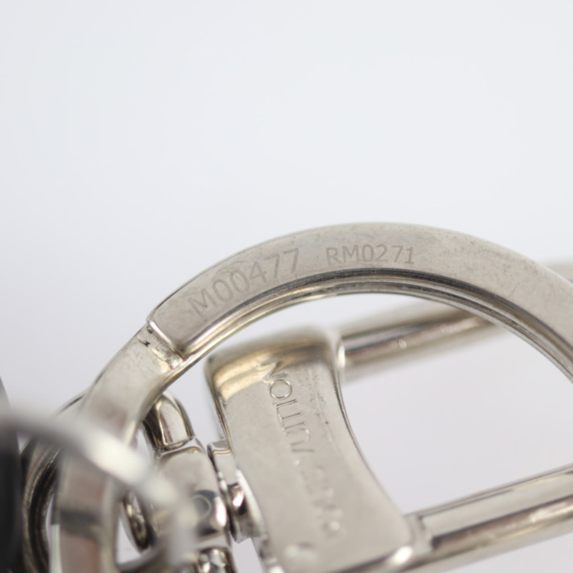 Louis Vuitton Porto Cle LV Circle Keychain Silver Hardware Round Type Black  Logo