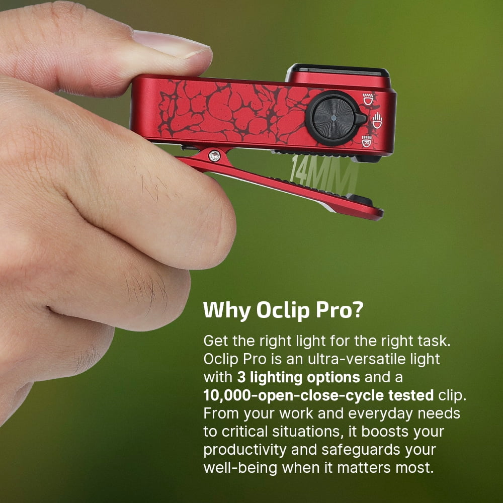 OLIGHT Oclip Pro EDC Flashlight Clip-on Light, Rechargeable 500 Lumens with Three Lighting Solutions Type-C Charging, Magnetic Flash Lights for Outdoor or Indoor Use(Molten Lava)