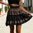 thumbnail image 2 of CHUMUD Boho Mini Skirts for Women A-Line Elastic High Waisted Bohemia Vintage Floral Flowy Short Skirts Summer Vacation Casual, 2 of 9