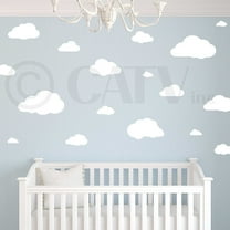 AUQ Clouds set of 21 Wall Pattern Self Adhesive Decal Stickers (Vinyl, White)