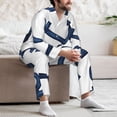 thumbnail image 7 of Salouo Navy Blue Anchor Print Button-Front Long Sleeve Pajama Set for Men, Soft 2Pjs Men's Long Sleeve Sleepwear-XX-Large, 7 of 7