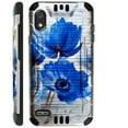 thumbnail image 1 of Compatible with TCL A2 Brushed Metal Texture Silver Guard Hybrid TPU Phone Case Cover (Blue Peony Flower), 1 of 1