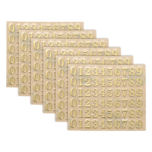 6 Hojas de Calcomanías de Letras 0.35" Calcomanías de Letras Mini 3D Aleación Autoadhesivas (Dorado, Minúsculas)