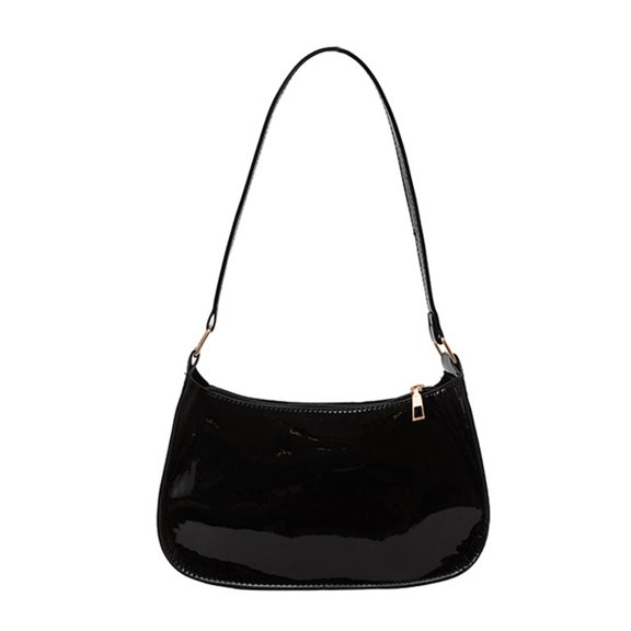 Primegos Retro Glossy Shoulder Bag Ladies Solid Color Faux Leather Underarm Bag Casual Hobo Purse Waterproof Handbag for Daily Life Travel Parties