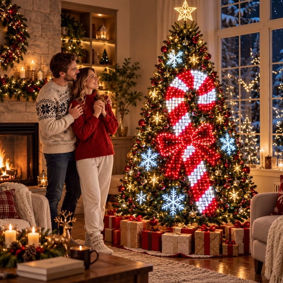 DIY Smart LED Christmas Tree String Lights, 400 LEDs 5.9ft USB Powered Cascading Lights with Star Topper & Remote