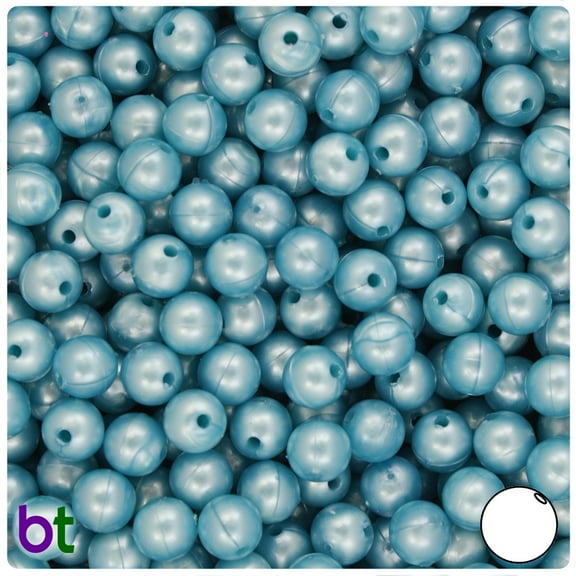BeadTin Sky Blue Pearl 8mm Round Craft Beads (300pcs)