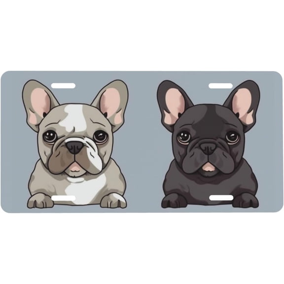 French Bulldog License Plate 6 X 12 Inch Decorative Car Front License Plate Cover Aluminum Novelty Vanity Tag Funny Car Decoration