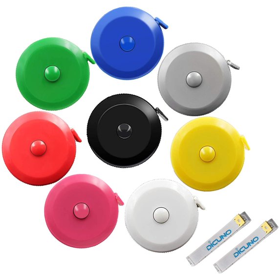 Soft Tape Measure Tape Retractable for Body Fabric Sewing 1.5M, Tailor Cloth Knitting Craft Weight Loss Measurements Dual Sided Tape (Pack of 8 Assorted Colors) + 2 Free Tapes