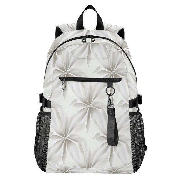 Full‑Print Casual Laptop Backpack, 20L Water‑Resistant Twill Tote Daypack with 14 Inch Computer Compartment for School Business Travel White Star Pattern Beautiful