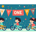 thumbnail image 4 of LUUFILx Cute Kids on Bikes Themed Triangle Banner with Stars and ONE Letter Backdrop Party Decorations Birthday Party Supplies Photography Props Happy Birthday Decor Background, 4 of 8