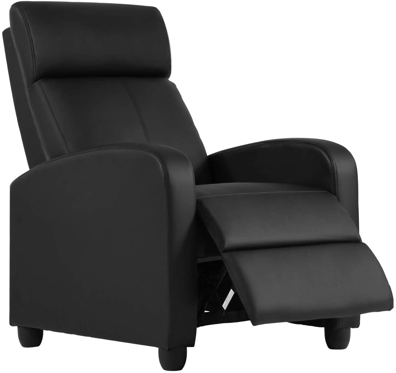 WestWood Bonded PU Leather 1 Seater Cinema Recliner Sofa Chair Armchair Livingroom Bedroom Furniture RS04 Black 