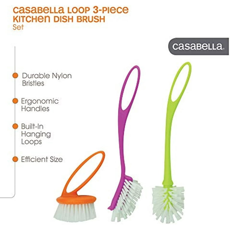 Casabella Loop 3-Piece Dish Brush Set - 15519Az(Colors May Vary) 