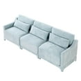 thumbnail image 5 of Three - Seater Sofa with Lumbar Pillow, Chenille, Ergonomic, Wooden Base, High - Resilience Sponge, Elegant Armrests, Easy Install, Suits Bedrooms, Studies, Hotels, Apartments (Blue), 5 of 11