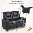 thumbnail image 2 of Costway Fauteuil Inclinable pour Enfants 2 Places avec Porte-Gobelets, Poches de Rangement Latérales, Dossier Réglable, Noir, 2 of 10