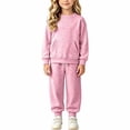 thumbnail image 4 of NordicNest Girls Two Piece Set Casual Fall Outfit with Pocket Kids Plain Color Fashion Sports Outfits Warm Clothes Pink,10-11, 4 of 7
