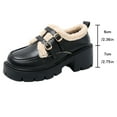 thumbnail image 4 of Wensltd Women's Winter Loafers Plush Lined Round Toe Chunky Heel Comfort Mid Heel Trendy Shoes, 4 of 8