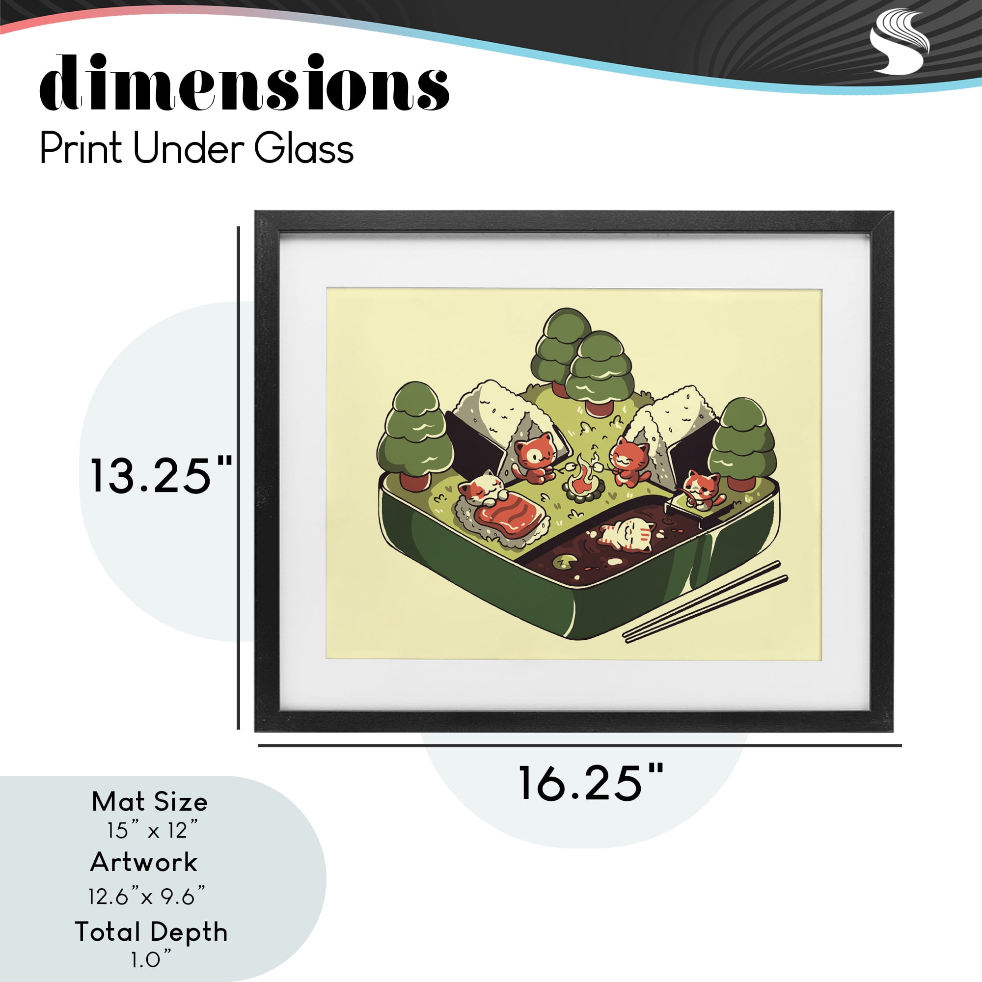Stupell Industries Kawaii Sushi Camp Bento Black Framed Print Under Glass, design by Tobe Fonseca
