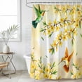 thumbnail image 6 of Watercolor Floral Shower Curtain Set - Small 36" x 72" Washable Bathtub Curtain with 12 Hooks, Yellow Flower Hummingbirds Botanical Spring Waterproof Fabric Shower Curtains for Bathroom/Bathtub, 6 of 6