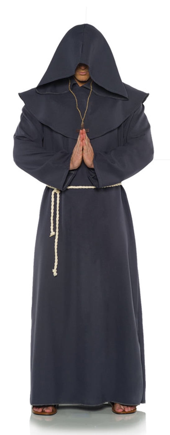 Grey Mens Adult Monk Robe Religious Brother Halloween CostumeXXL