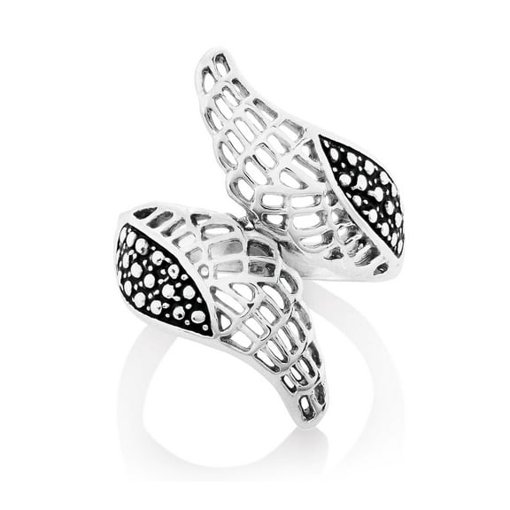 ELYA Jewelry Women's Polished Leaf Wrap Stainless Steel Ring