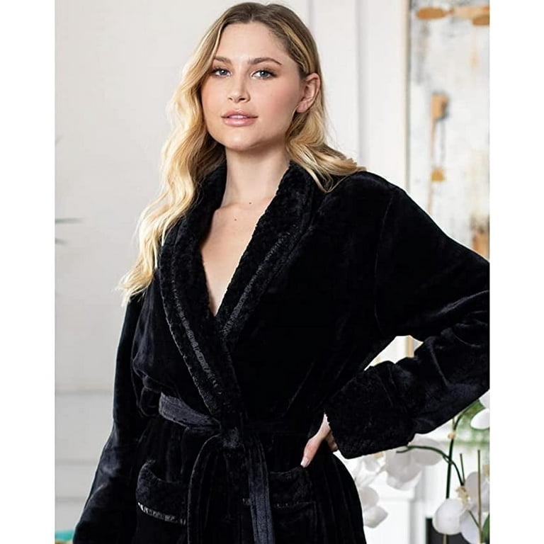 LOTUS LINEN Women Soft Plush Robes Luxury Fluffy Robe for Women Long Fleece  Spa Bathrobes