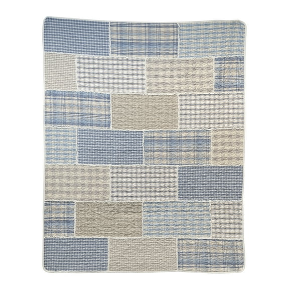 Donna Sharp Slate Cobblestone Ragged Pieced Cotton Quilted Throw