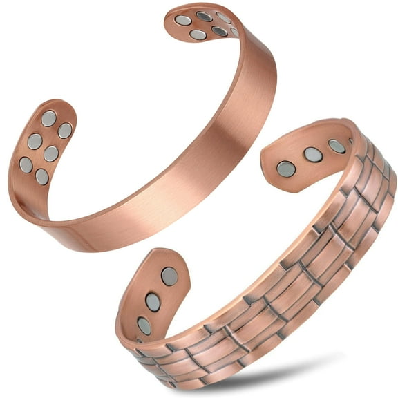 Wollet Magnetic Copper Bracelets for Men – Adjustable Copper Magnetic Bracelets, Set of 2