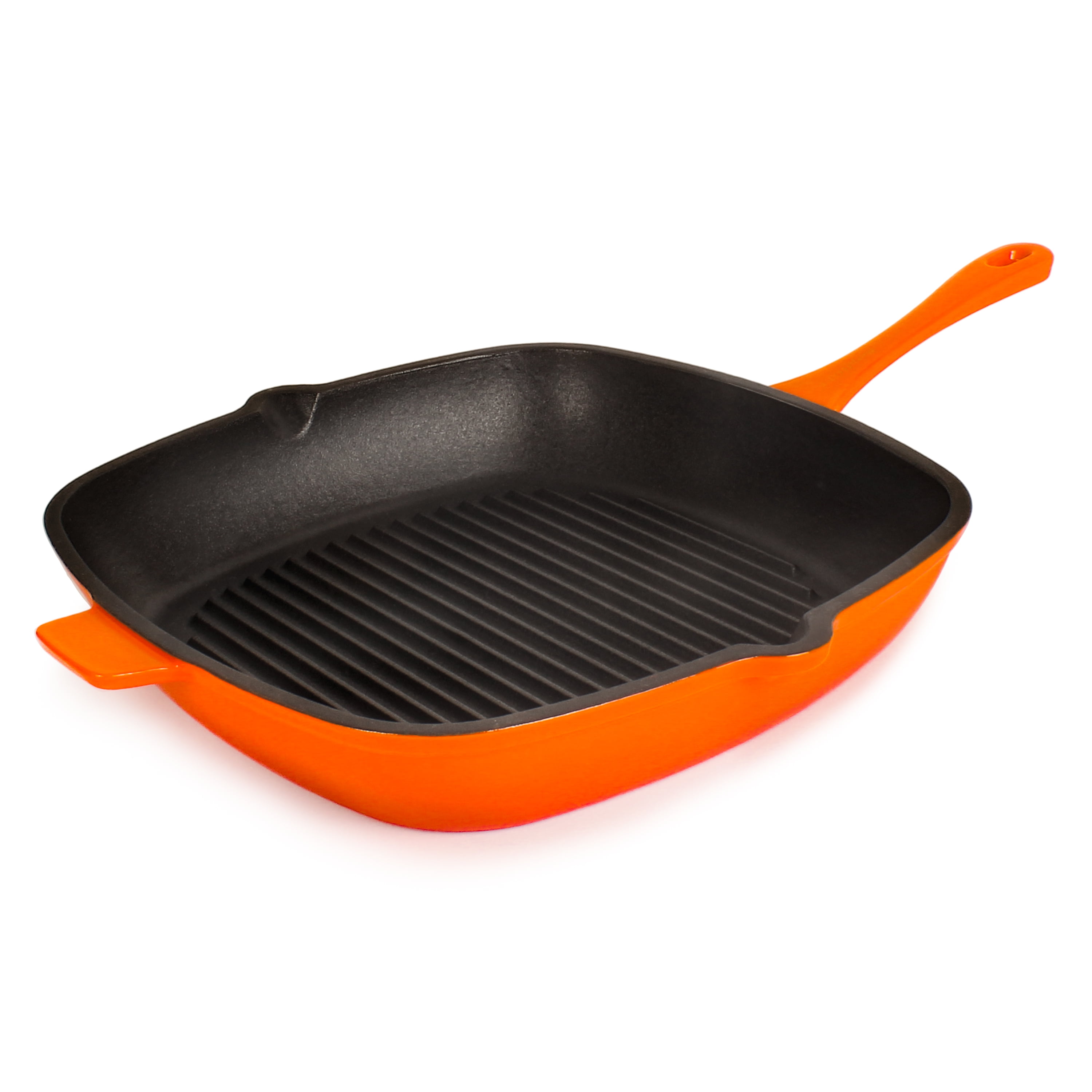 BergHOFF Neo 2pc Cast Iron 10" Fry Pan & 11" Grill Pan Cookware Set, Orange
