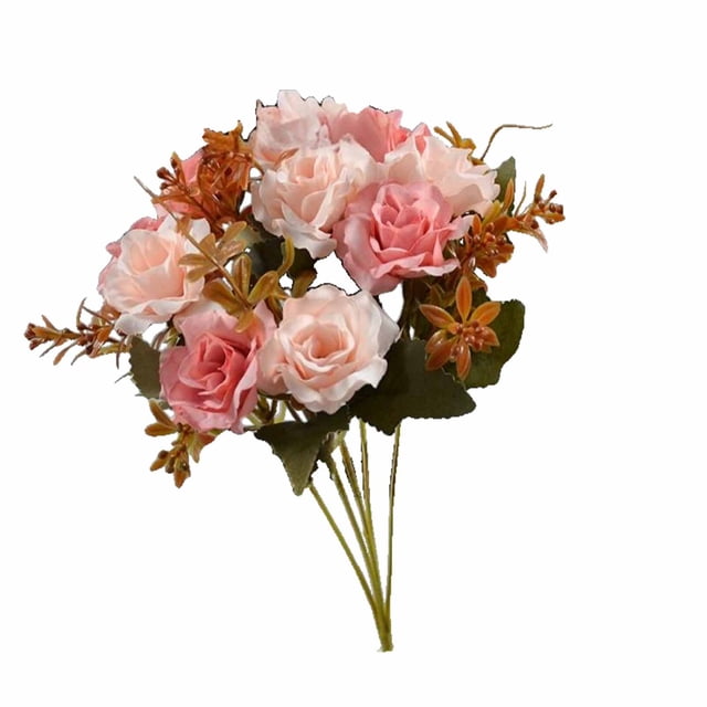 Flowers Artificial for Decoration High-End Artificial Flowers Diamond Rose Artificial Flowers 5 forks 10 Mini Roses Home Decoration Plastic Flowers Roses Artificial Flowers
