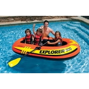 Intex Explorer 300 Compact Inflatable Fishing 3 Person Raft Boat with Pump & Oars