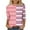 Pink, variant on Scyoekwg 3/4 Sleeve Shirts for Women Round Neck Three-quarter Sleeve T Shirts Lightweight Striped Print Graphic Tee Comfy Blouse (Black,S)