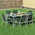 thumbnail image 3 of Costway Patio Furniture 7 Piece Steel Table Chairs Dining Set Glass Table Top, 3 of 8
