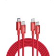 thumbnail image 1 of Cable USB C a USB C Anker, 10 pies, 100 W, carga rápida, rojo, paquete de 2, 1 of 6