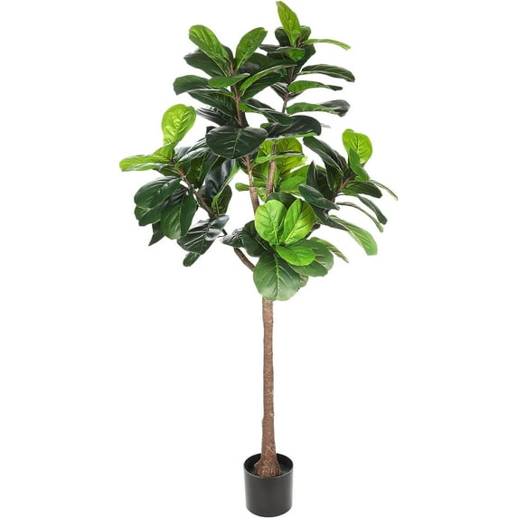 Realead Faux Fiddle Leaf Fig Tree 7ft - Tall Green Silk Fiddle Leaf Artificial Plant with 165 Large Fiddle Leaves - Potted Fake Fig Leaf Tree for Home Office Corner Decor Indoor