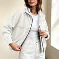 thumbnail image 7 of WRFWUL Womens Denim Bomber Jacket Zip Up Long Sleeve Jean Jackets Fall Casual Fashion Streetwear Outerwear, 7 of 7