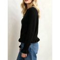 thumbnail image 5 of Women'S Solid Crew Neck Ruffle Hem Long Sleeve Knit Sweater, 5 of 8
